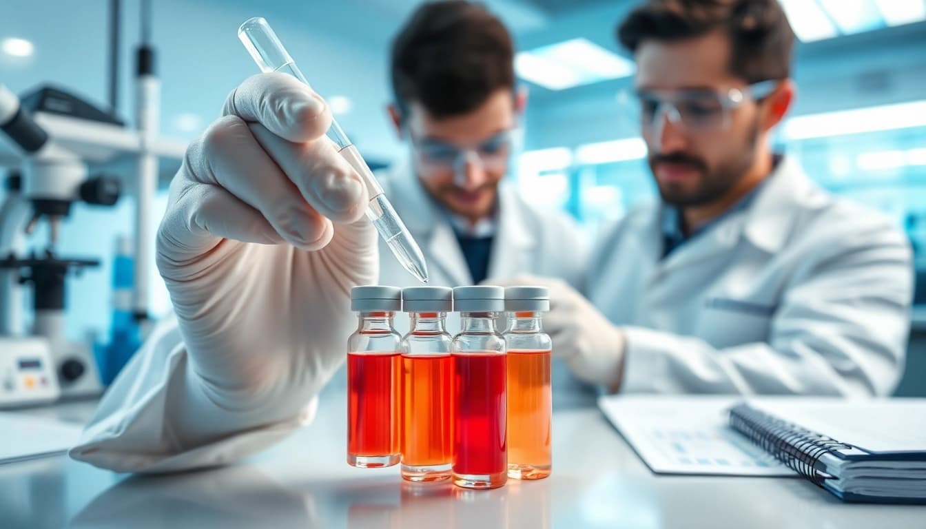 Visualizes ion peptides in a modern lab as a scientist conducts crucial research.