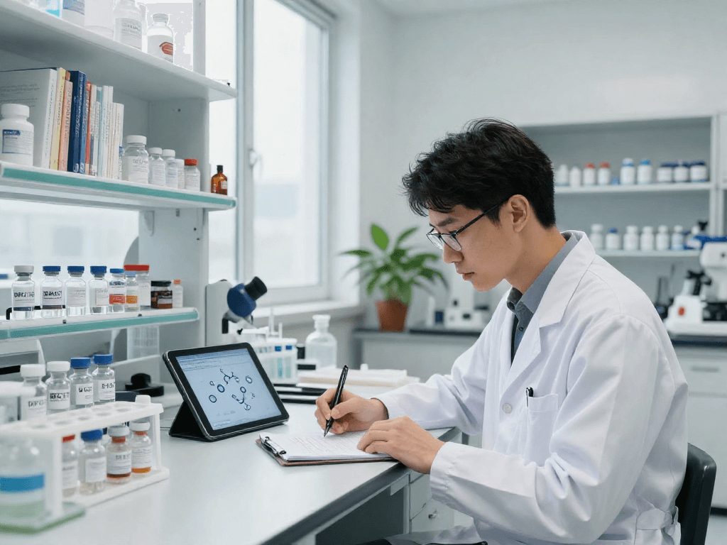 BPC 157 Side Effects research in a modern health lab, highlighting peptide analysis.