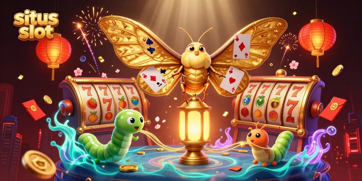Menggoda keberuntungan Anda di situs slot dengan ilustrasi yang menampilkan slot reels dan elemen kasino menarik.