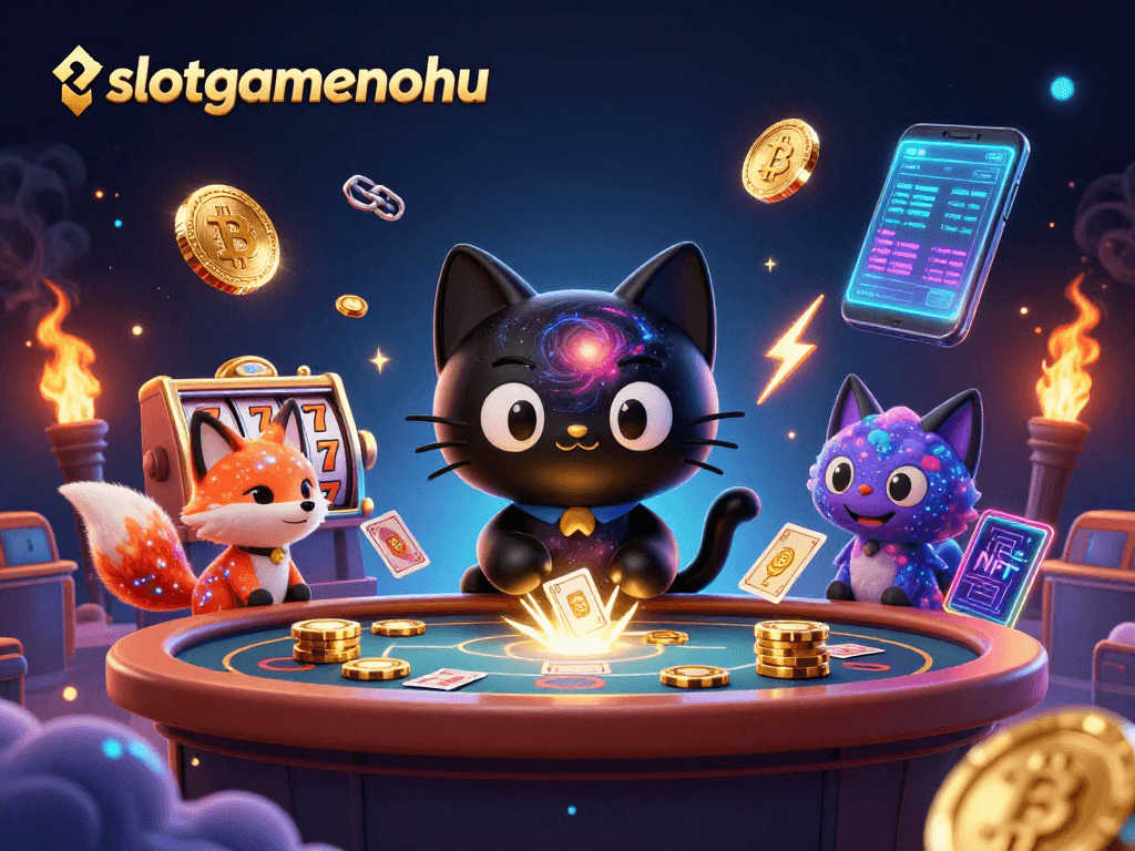 Experience the thrill of slotgamenohu with unique characters at a cosmic casino table!