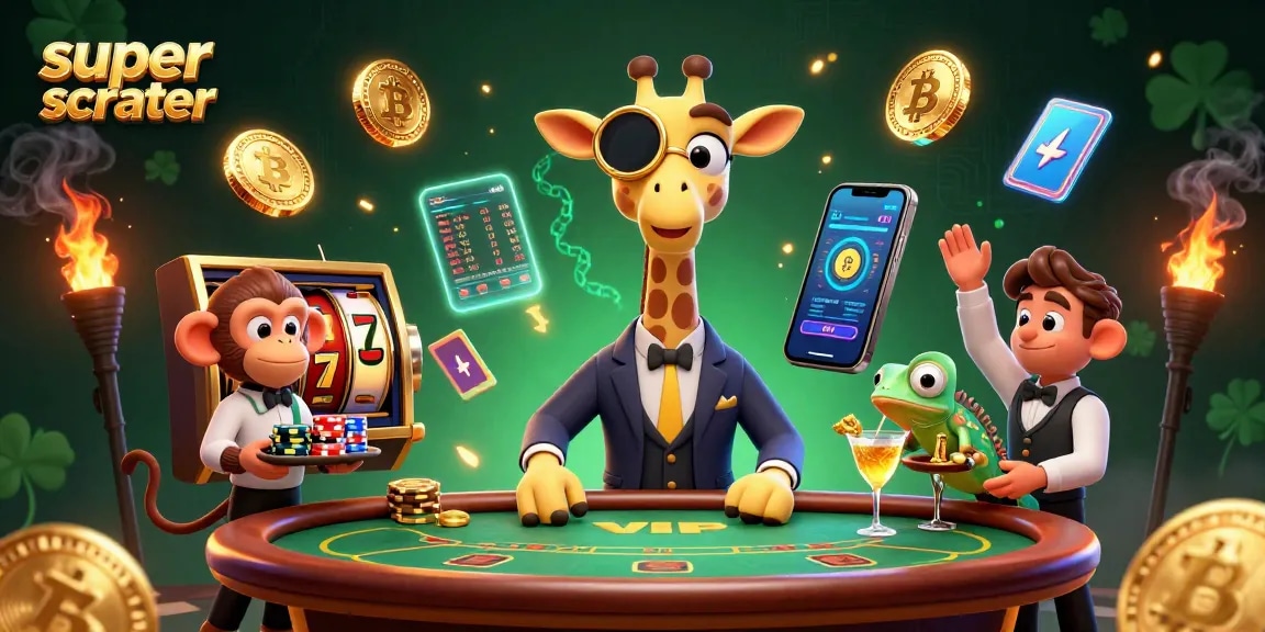 Spin the super scatter with high-roller giraffe and friends at a vibrant casino!