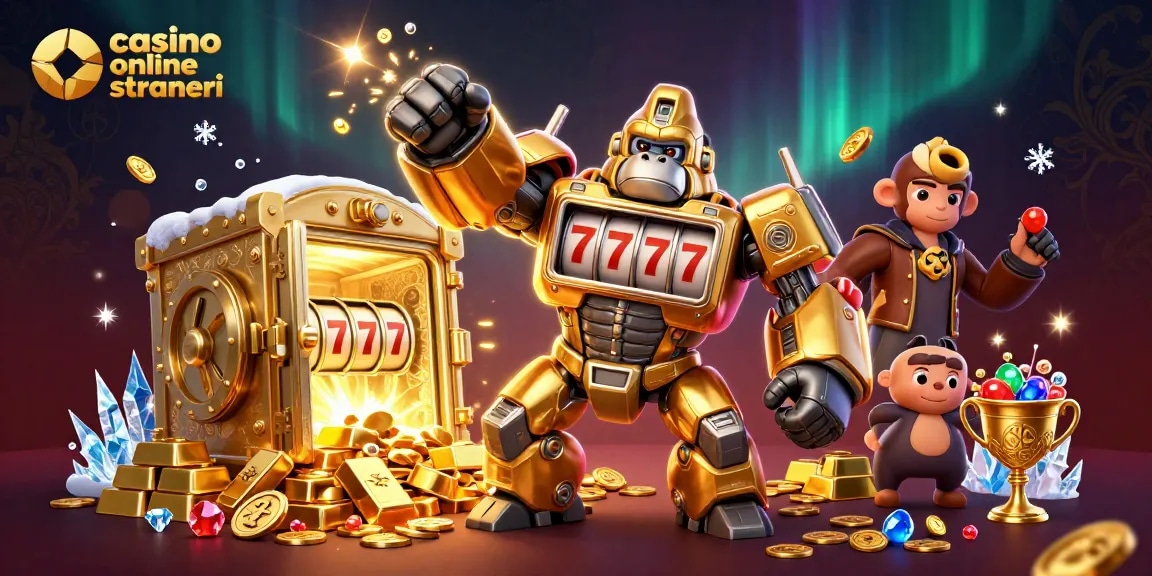 Vinci nei casinò online stranieri con il potente gorilla d'oro tra tesori scintillanti.