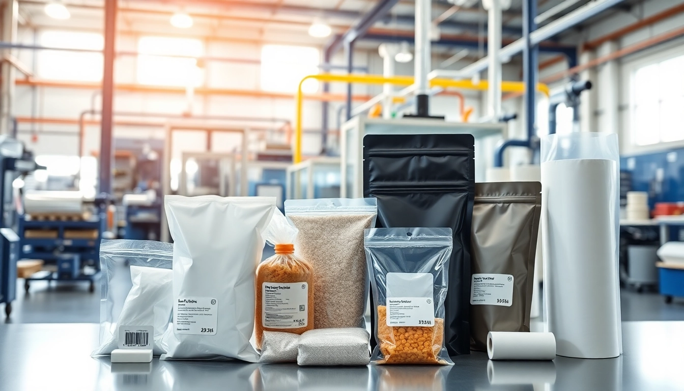 Showcasing Flexible Packaging Solutions in a professional manufacturing environment with various packaging types.