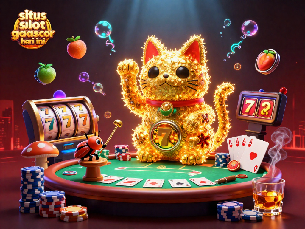 Experience the excitement of situs slot gacor hari ini with this vibrant, dynamic 3D casino scene.