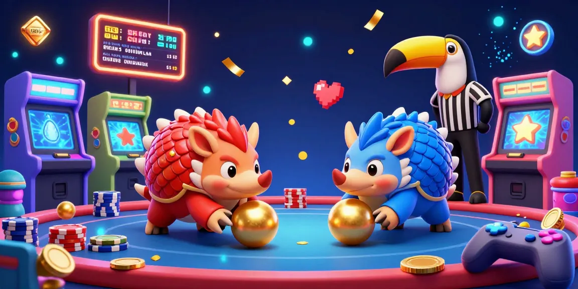 Engage in thrilling gameplay at 789F with cartoon pangolins bowling through poker chips in a vibrant arcade.