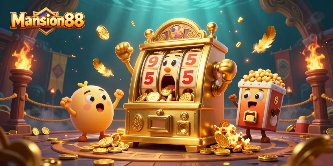 Mansion88 captivates with its thrilling slot adventure as the golden slot machine hits a jackpot.