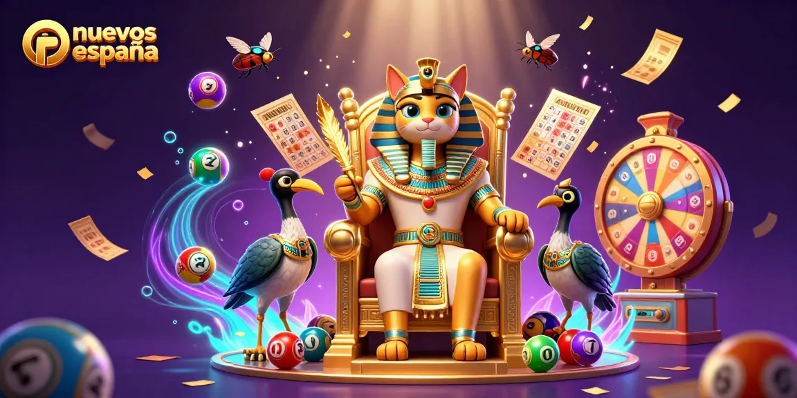 Experimente la emoción de los nuevos casinos en España con esta ilustración dinámica de un faraón y su compañero.