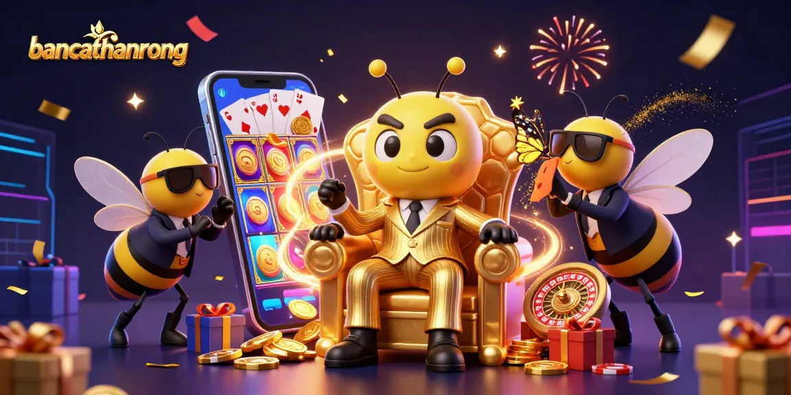 Bancathanrong showcases a bumblebee mob boss in a thrilling 3D casino illustration, surrounded by exciting gaming elements.