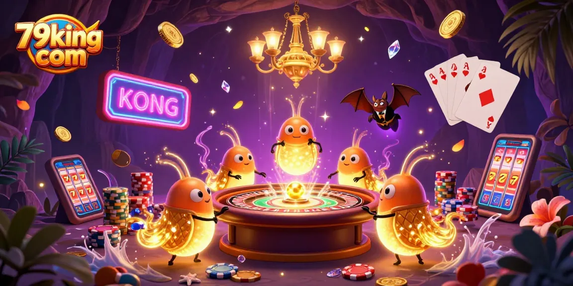 Win big at 79king com with a vibrant casino scene featuring glowworms and dynamic games.