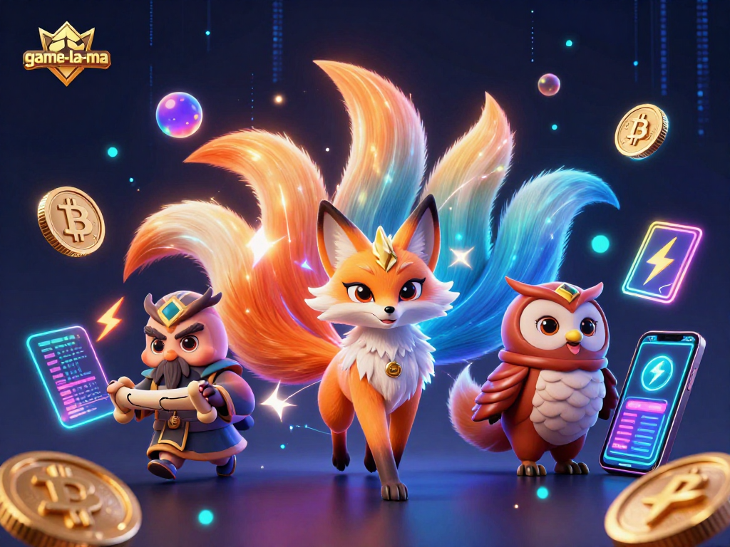 Play exciting games at game-la-ma casino with colorful characters and crypto elements