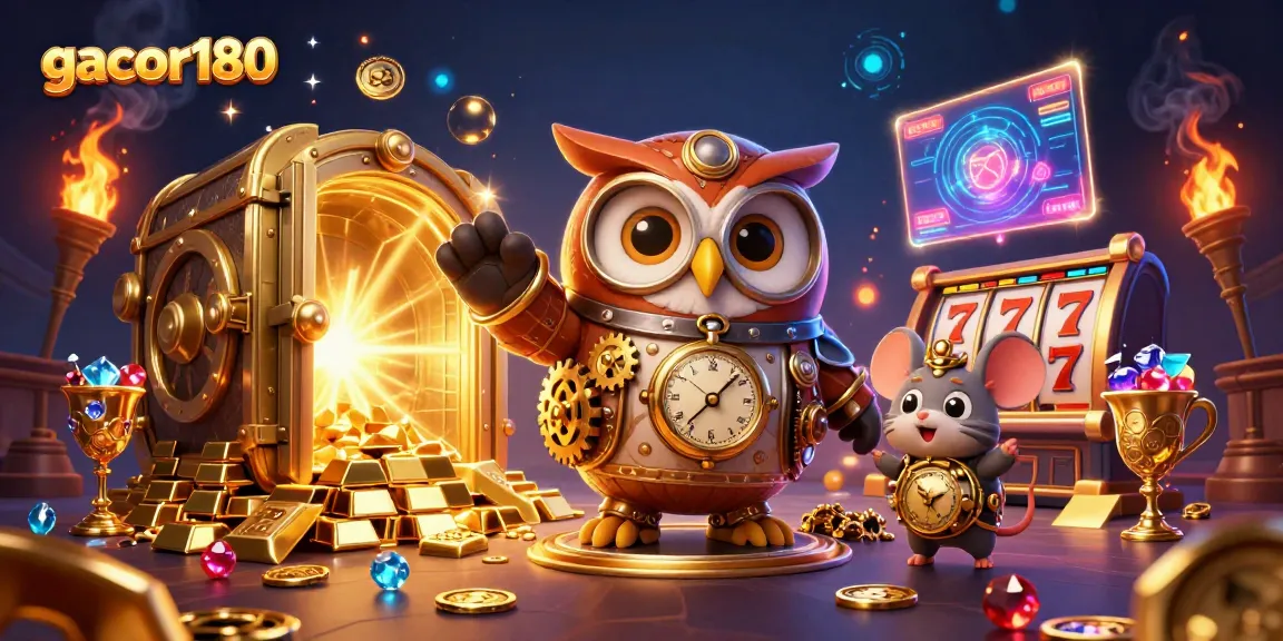 Gacor180 menghadirkan ilustrasi kasino fantasi dengan karakter hantu dan slot, memikat para penjudi.