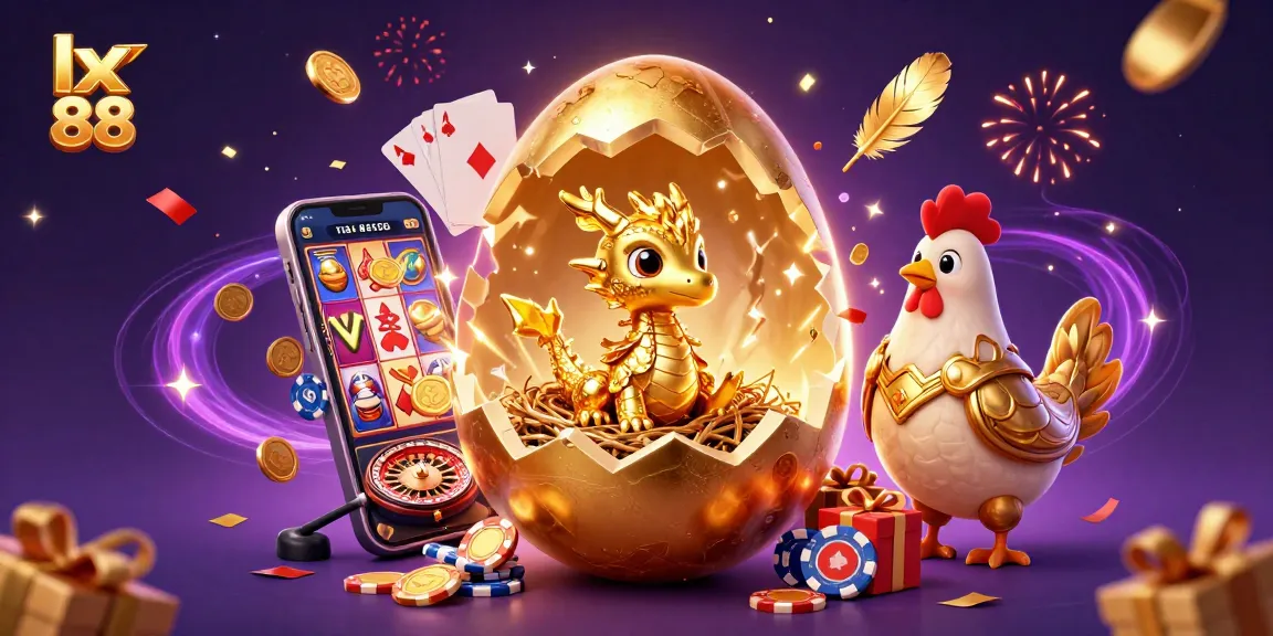 Experience the thrill of lx 88 with a golden dragon, poker chips, and exciting game elements.