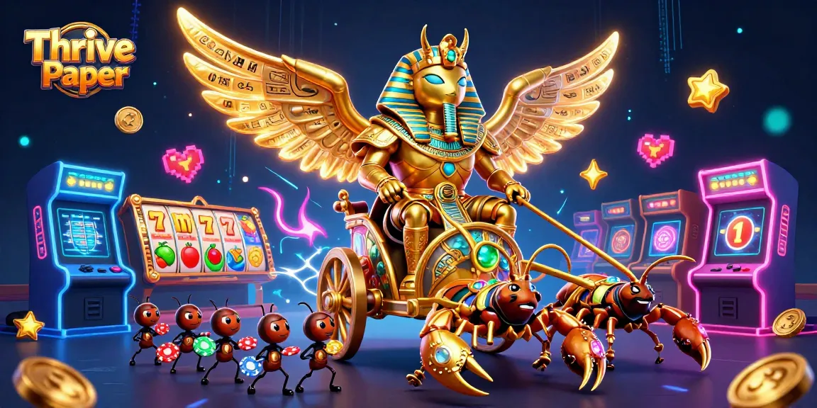 Play casino games with Thrive Paper's vibrant illustration featuring lively gallant characters and slot elements.
