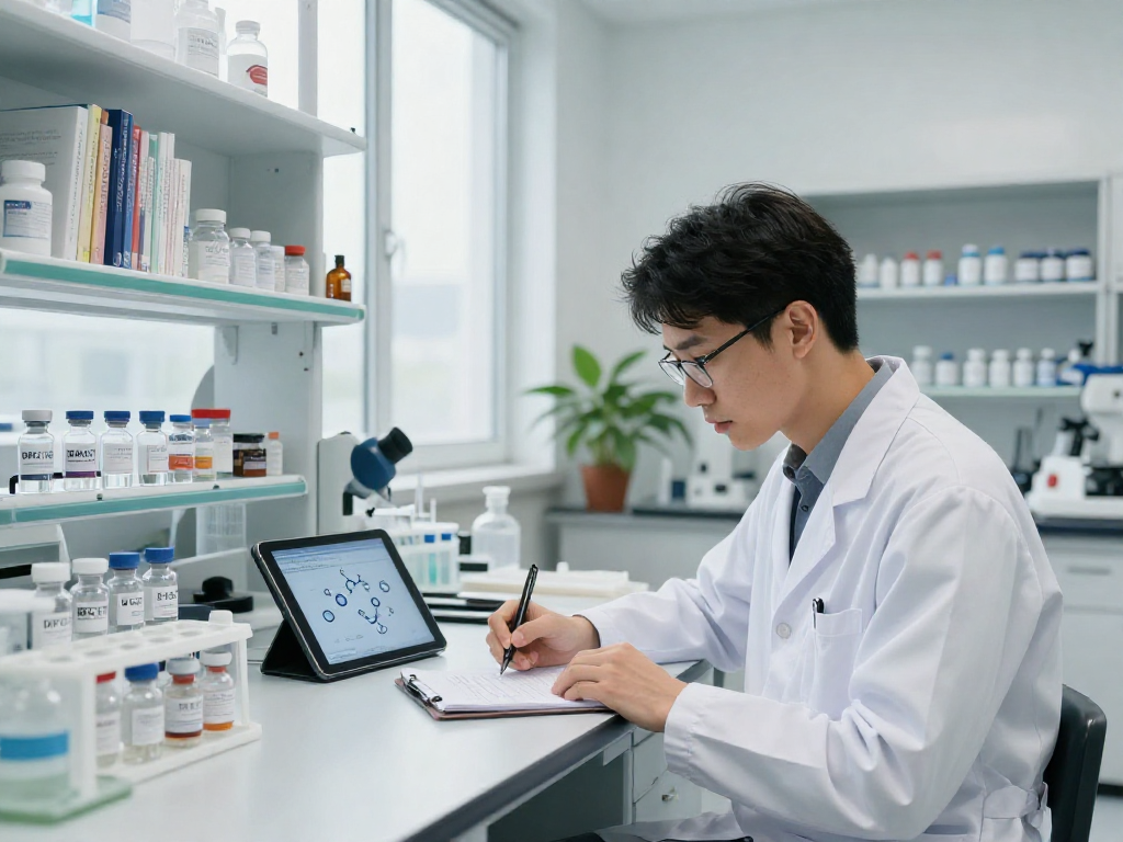 BPC 157 Side Effects research in a modern health lab, highlighting peptide analysis.