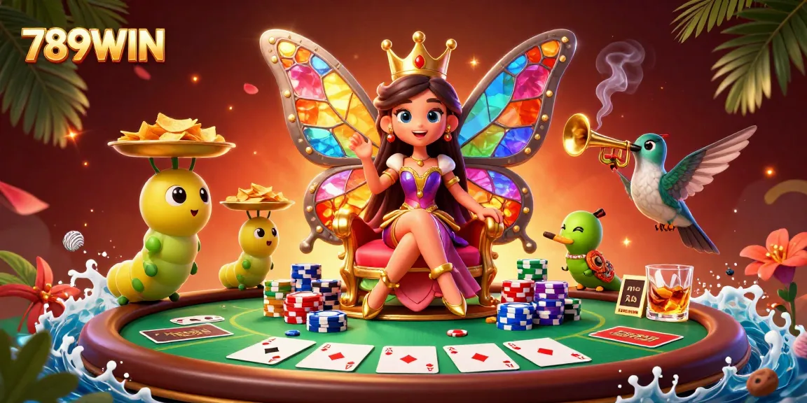 Experience the excitement of 789WIN with vibrant casino illustration featuring poker elements.
