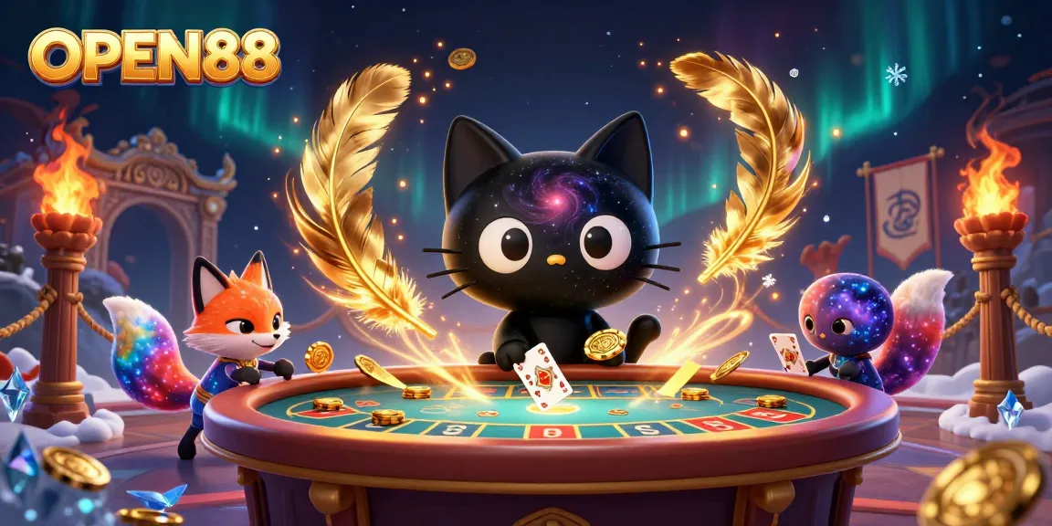 Experience the excitement of OPEN88 as a cosmic cat masters the casino scene, pulling in prizes.