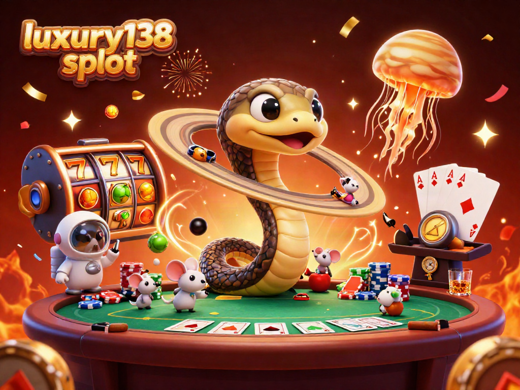 Menyusun strategi di luxury138 slot dengan roda roulette dan simbol buah berwarna-warni di sekitar karakter.