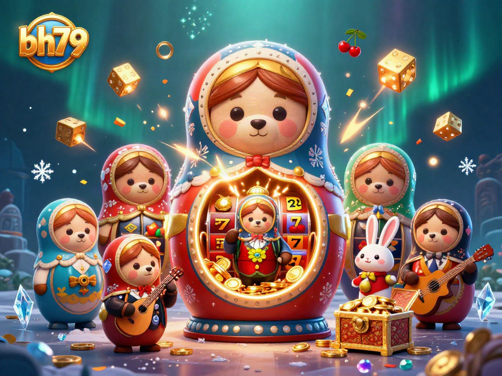 Experience thrilling wins with bh79 in a rich, vibrant casino scene featuring festive characters and exciting game elements.