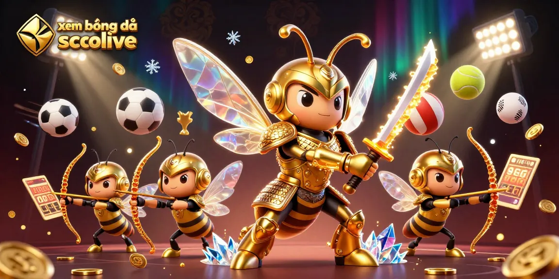 Xem bóng đá socolive with vibrant 3D characters in sports-themed gambling, featuring soccer balls and golden elements.