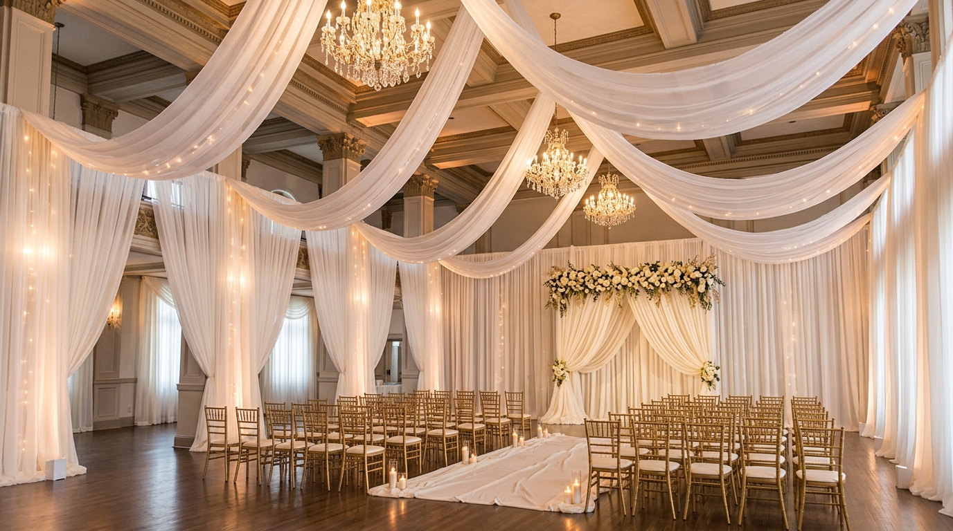 Pipe and drape rentals for stylish wedding decorations