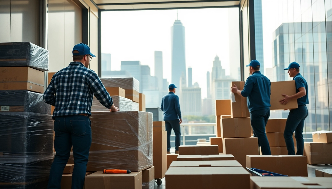 Efficient team performing Commercial Moving Services NYC, ensuring safe transport of office equipment.