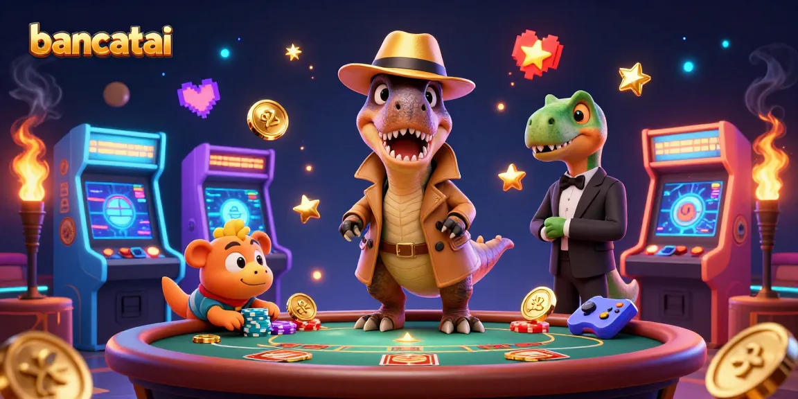 Engage with bancatai at a dynamic casino scene featuring a velociraptor card counter, a stegosaurus pit boss, and a compy pickpocket.