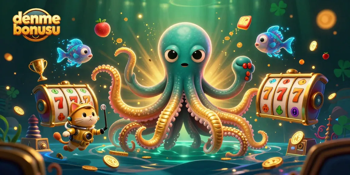 Experience deneme bonusu excitement with vibrant 3D casino illustration featuring a golden kraken and diving cat.