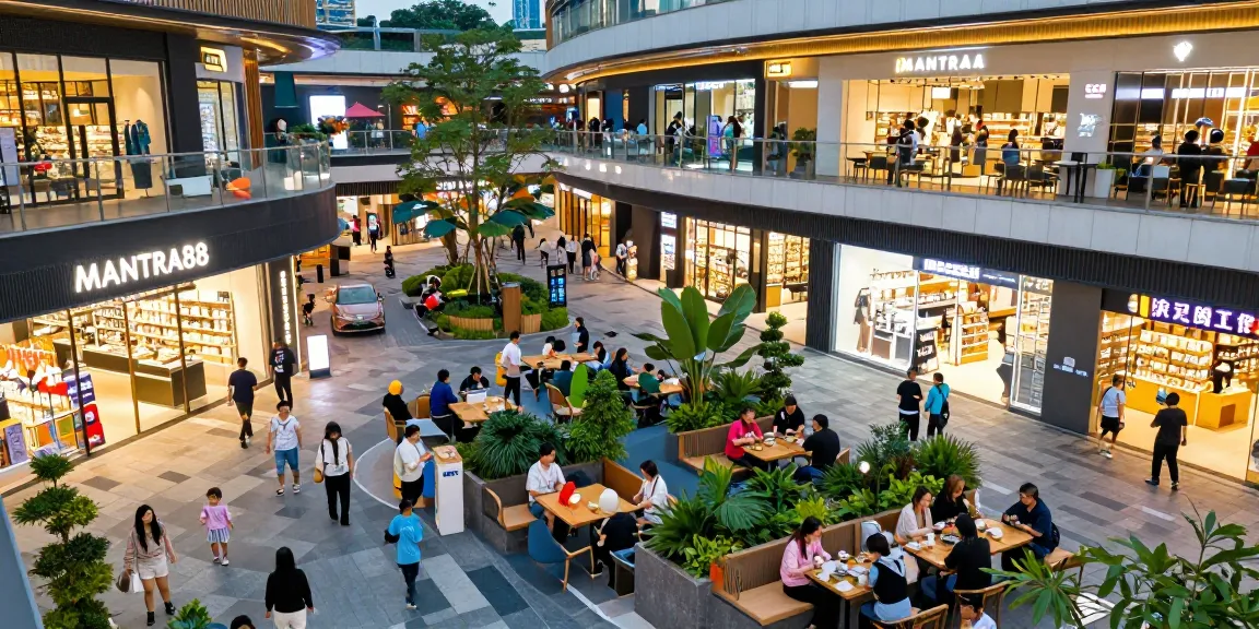 Vibrant scene at MANTRA88 showcasing entertainment and shopping experiences for families and friends.