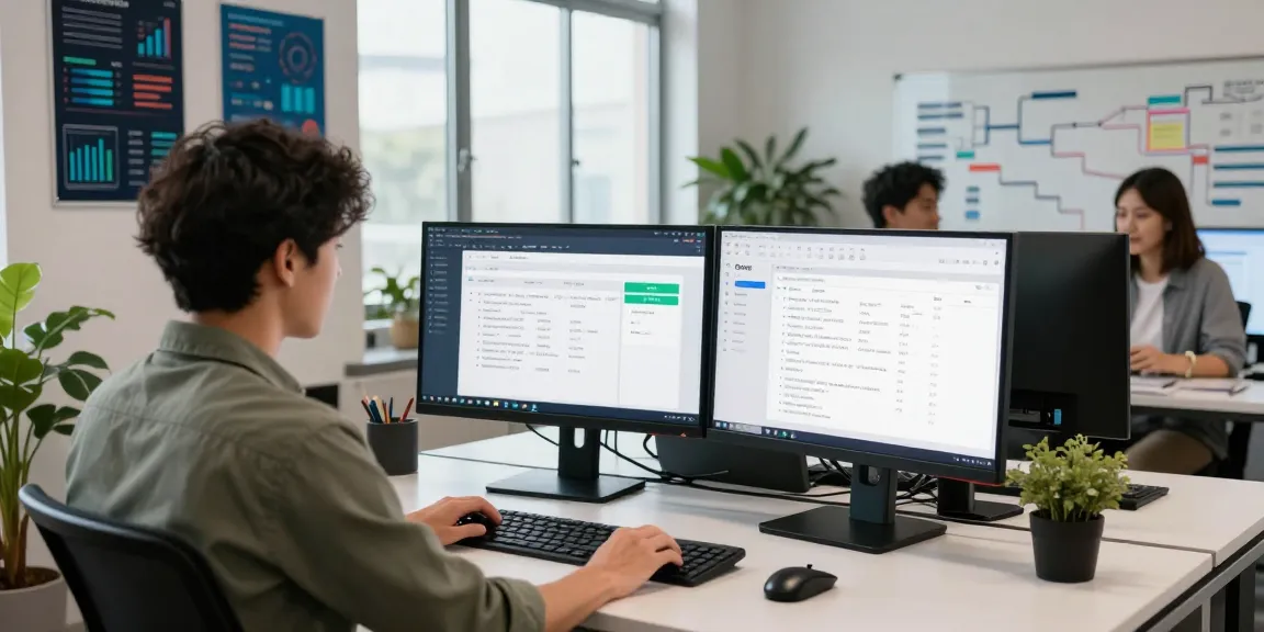 Document fraud detection software being analyzed in a tech office with dual monitors and collaborative team discussions.