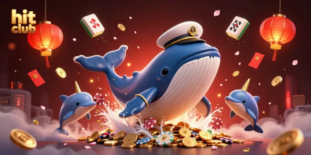 Experience excitement at hit club with gambling-winning whales, gold coins, and playful dolphins in 3D.