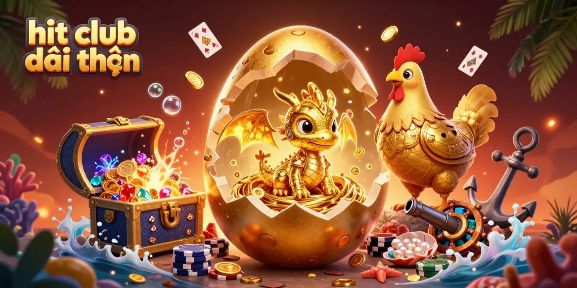 Experience the excitement of hit club đổi thưởng with golden dragon, poker chips, and underwater treasures.