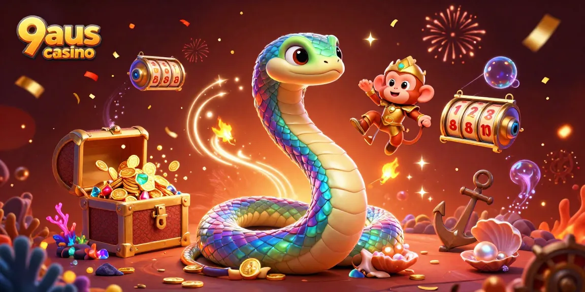 Engage in thrilling gameplay at 9aus casino with a colorful 3D illustration of a vibrant gaming scene