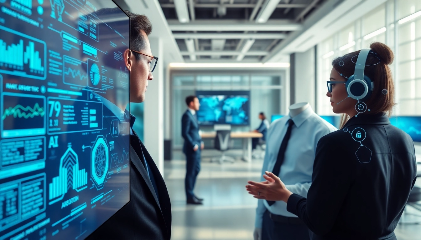 AI agents operating within an advanced tech workspace, showcasing autonomous interactions.