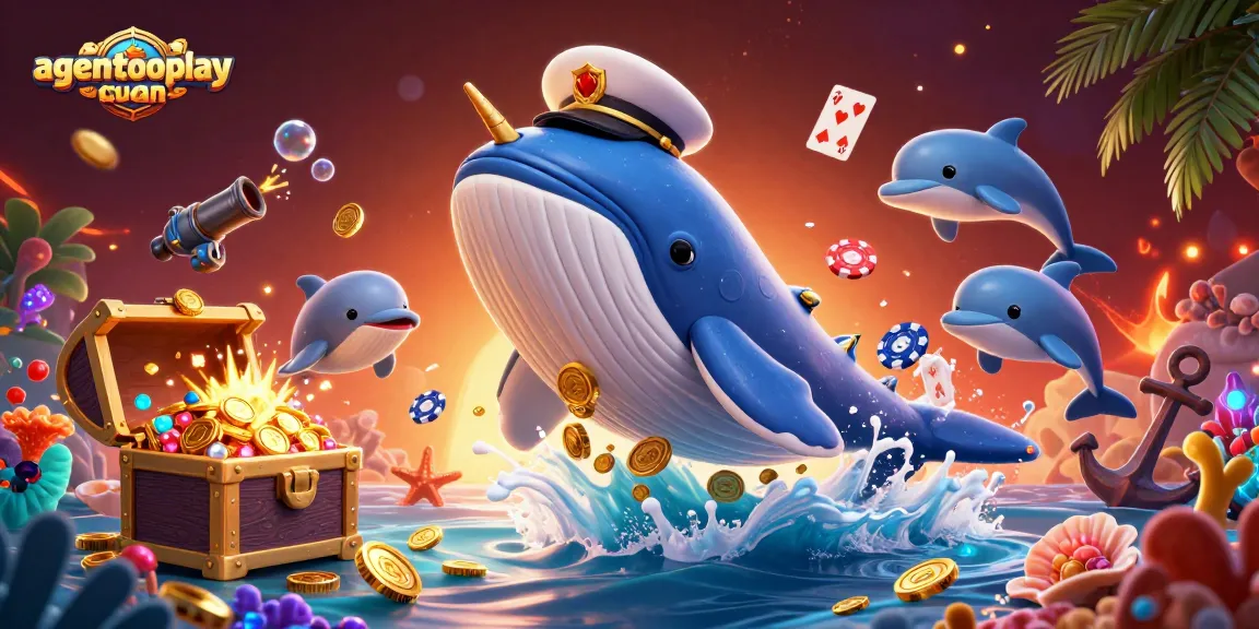 Engage in thrilling gameplay with agentotoplaycuan as a giant whale leads the action in an underwater casino world.