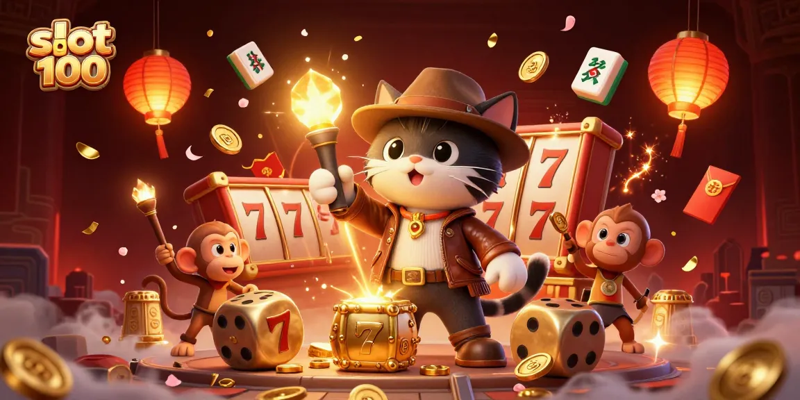 Engage in a thrilling slot bet 100 experience with spinning reels, and golden casino artifacts.