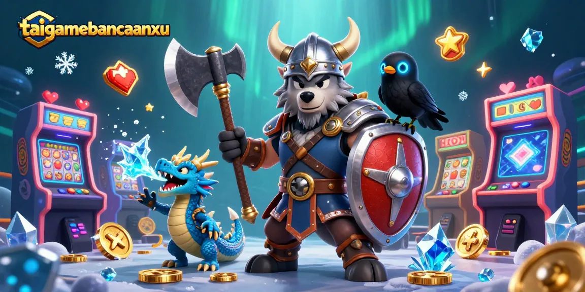 Play taigamebancaanxu with a Viking wolf warrior and a fierce dragon in an exciting gaming scene.