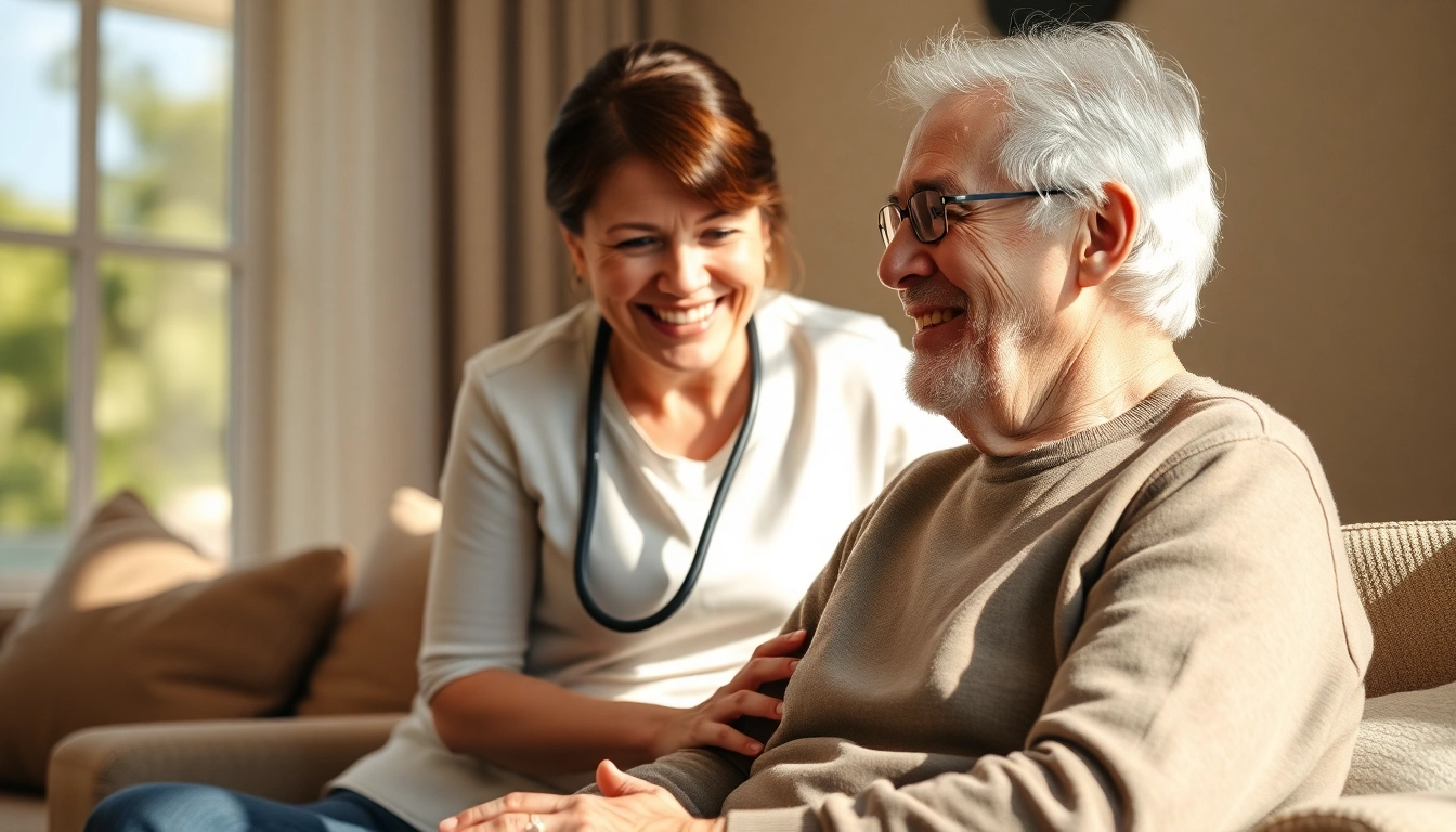 Dementia caregiver Austin TX providing compassionate support to an elderly client in a warm setting.