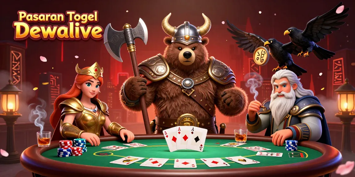 Engage in Pasaran Togel Dewalive inspired gaming with vibrant characters, poker action, and dynamic visuals.