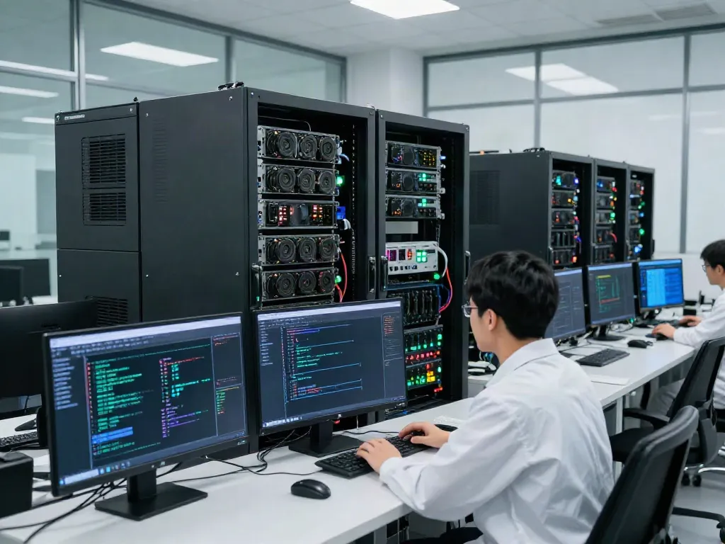 Advanced GPU computing infrastructure in a high-tech AI facility