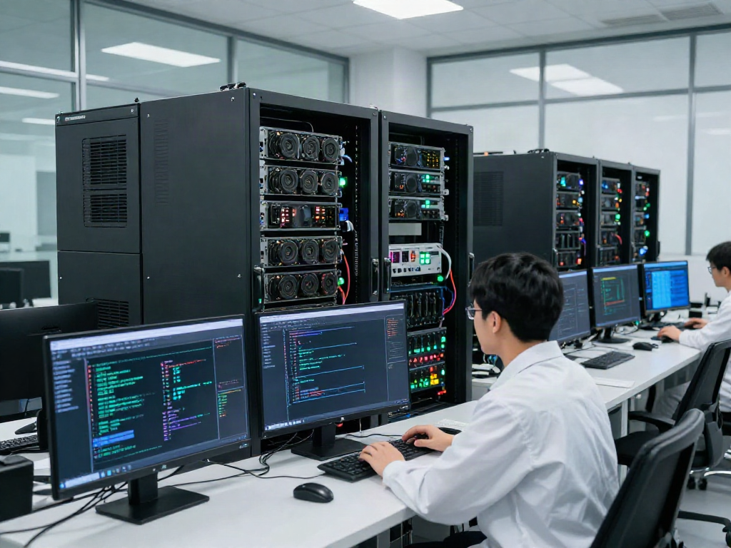 Advanced GPU computing infrastructure in a high-tech AI facility