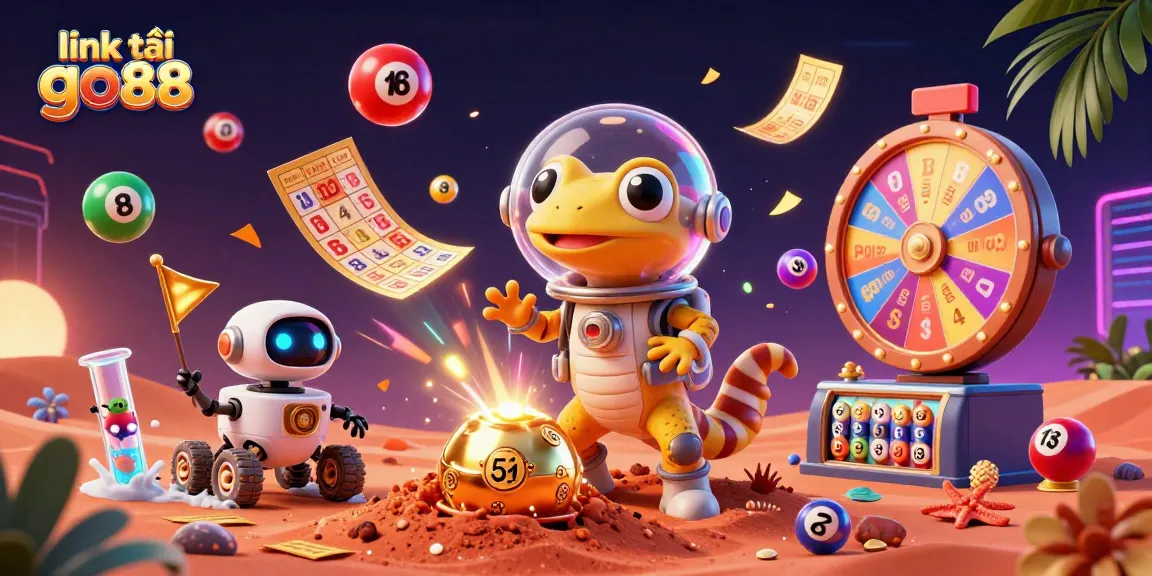 Engage with link tải go88 as the Martian gecko explores a golden casino filled with lottery excitement.
