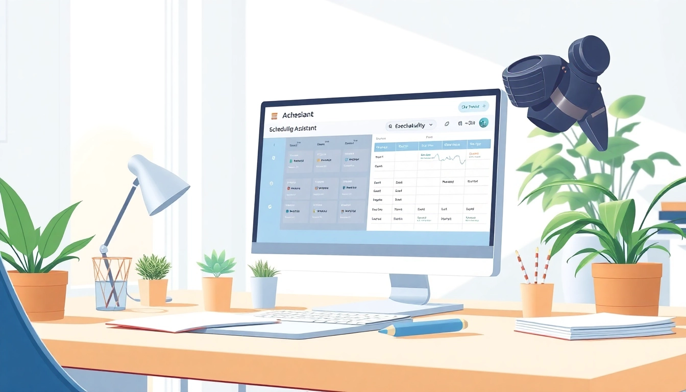 AI scheduling assistant interface showcasing Calendly alternative AI features in a modern workspace.