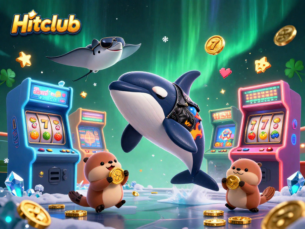 Hitclub engages players with vibrant 3D cartoon whale and otters floating on coins