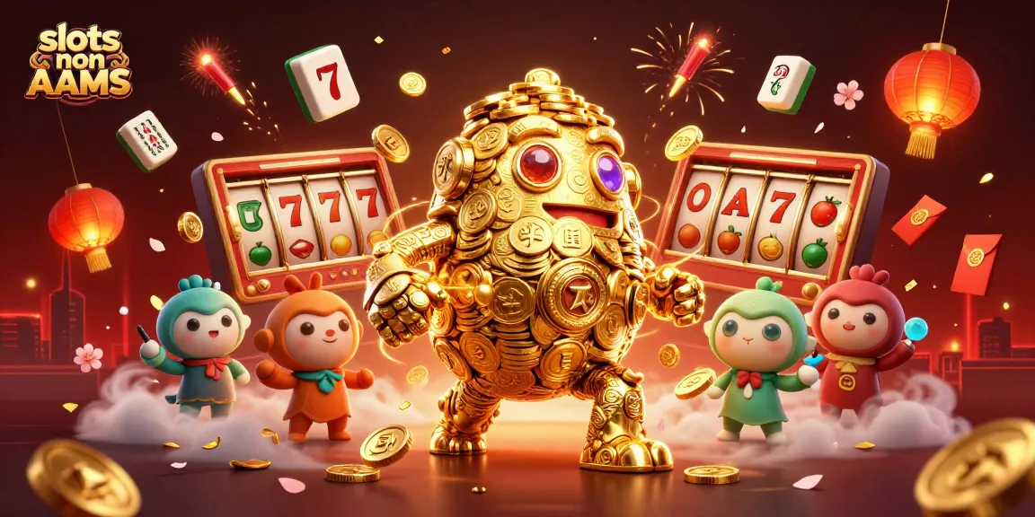 Gioca alle slots non AAMS e scopri il golem d'oro circondato da simboli emozionanti e confetti dorati.