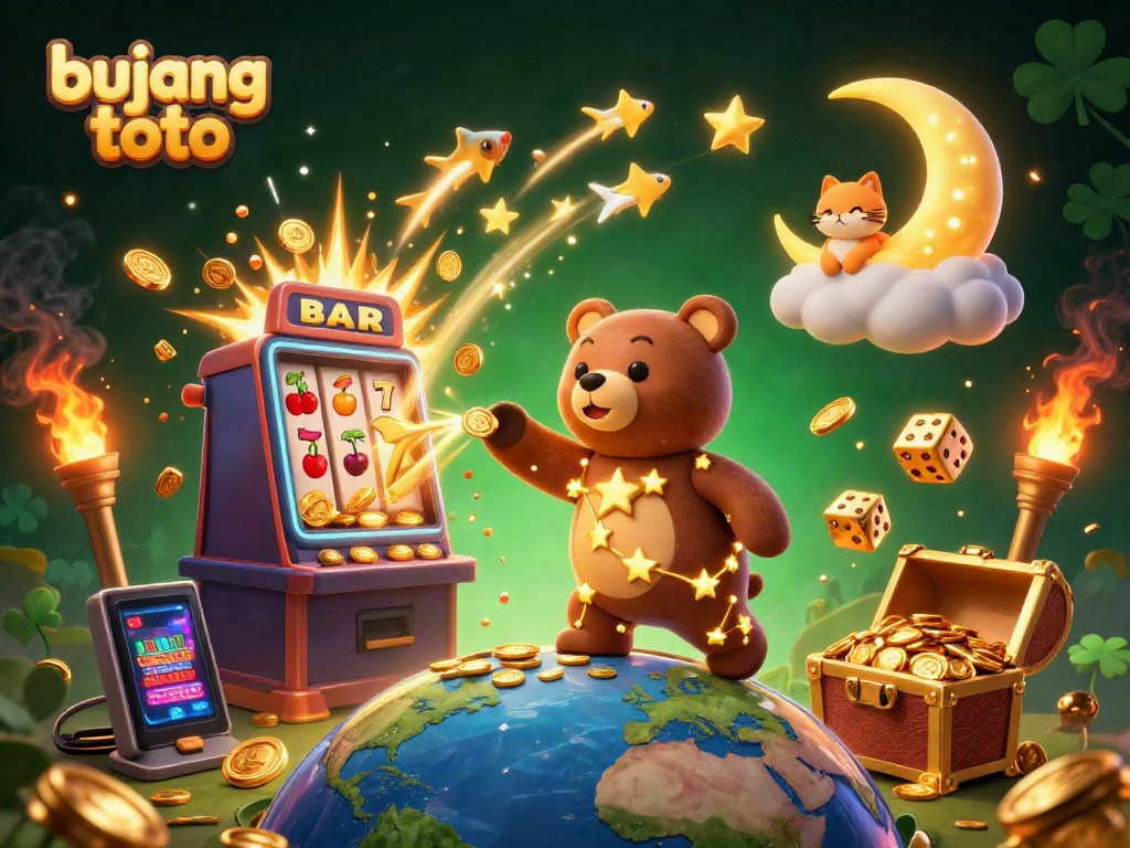 Engage with bujang toto's vibrant online casino world, featuring dynamic characters and colorful game elements.