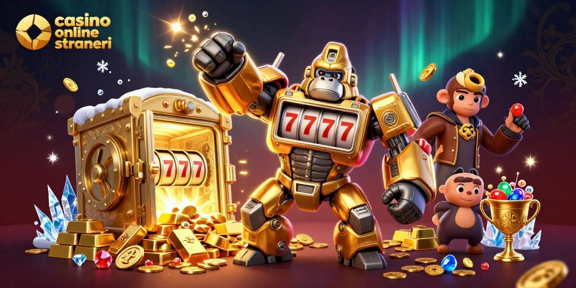 Vinci nei casinò online stranieri con il potente gorilla d'oro tra tesori scintillanti.