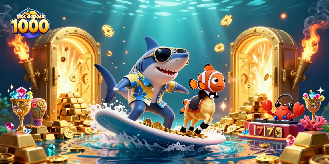 Experience excitement with slot deposit 1000 featuring vibrant characters, gold coins, and treasure elements.