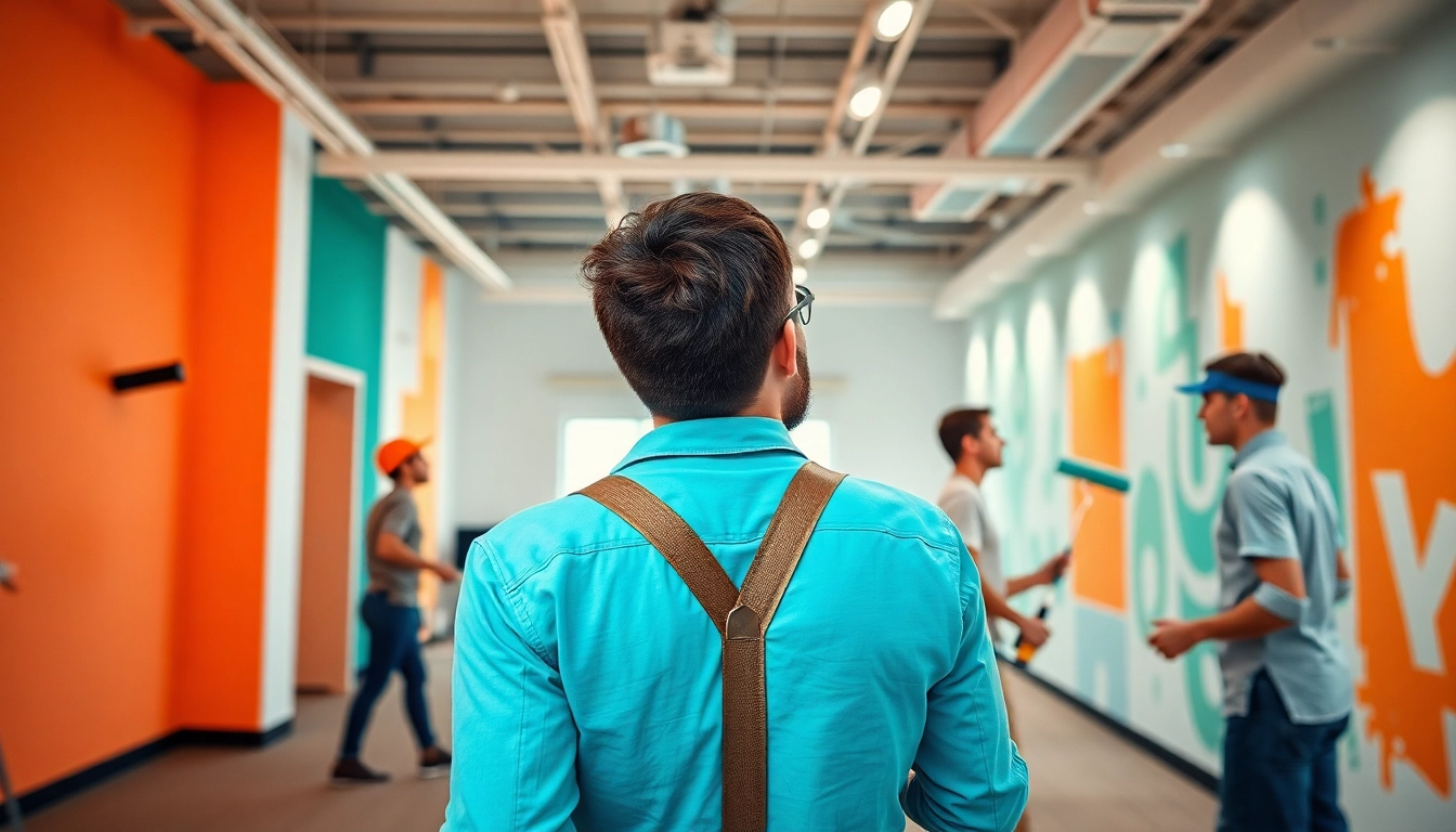 Enhance your business environment with commercial paint services, highlighting skilled painters at work.