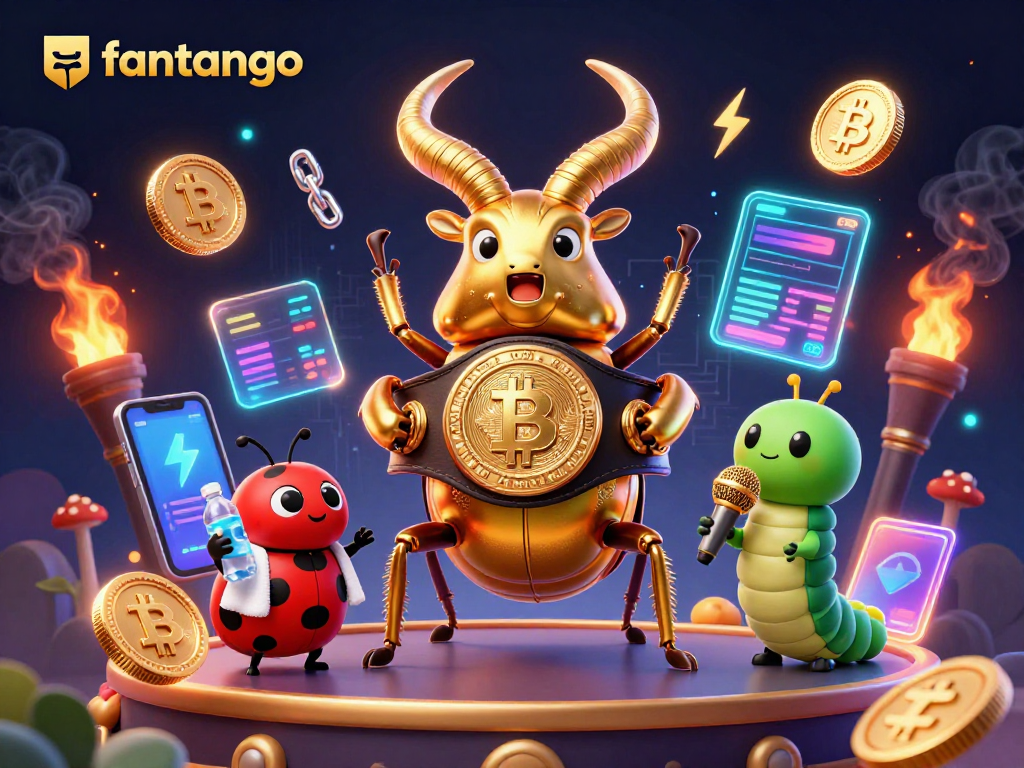 Join the action at fantango with vibrant characters, glowing crypto coins, and exciting gameplay!