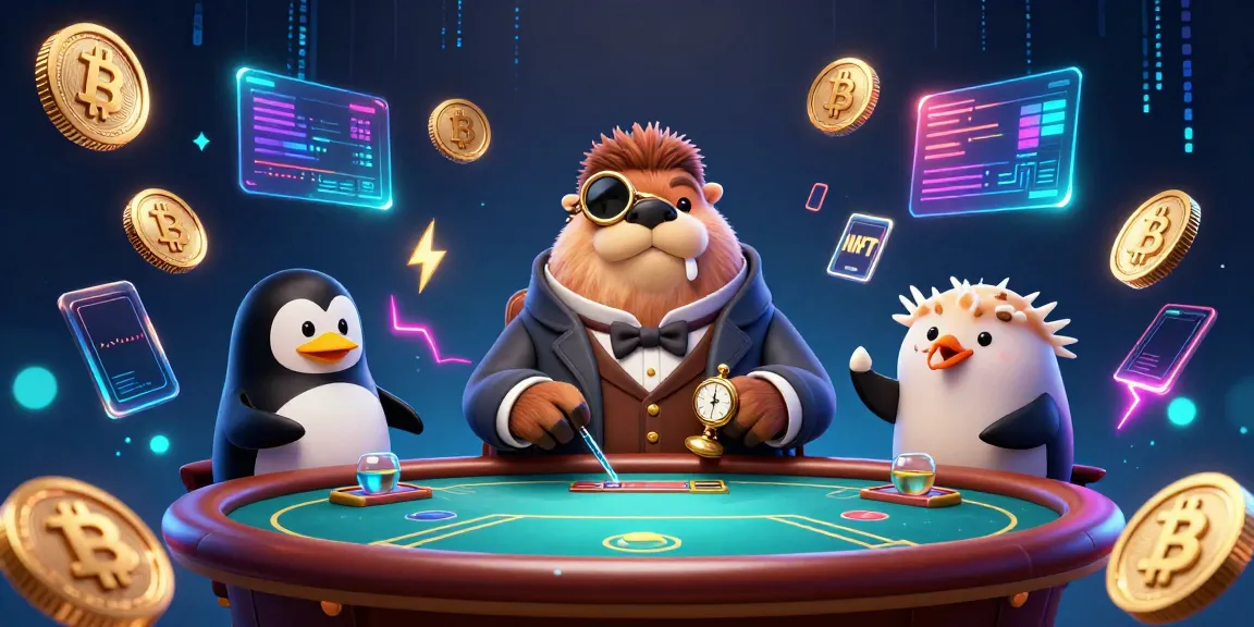 Chơi poker dưới nước với ea88, có hải mã, chim cánh cụt và cá nóc trong không cảnh sinh động.